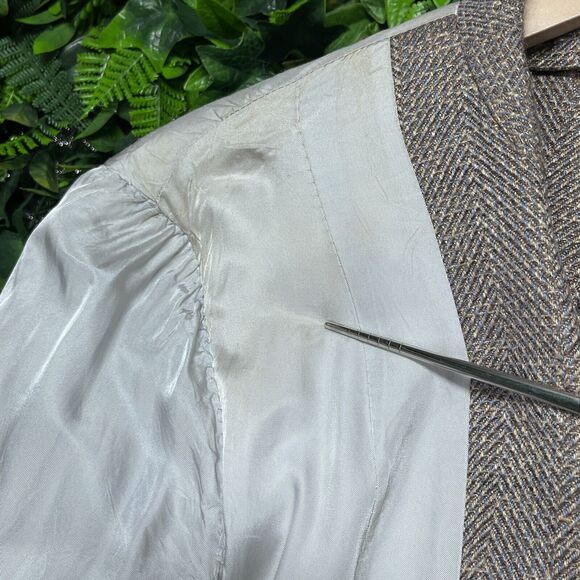 VINTAGE OSCAR DE LA RENTA Blazer Jacket Men 40 Tan 100% Wool Sport Coat Lined - Picture 9 of 10